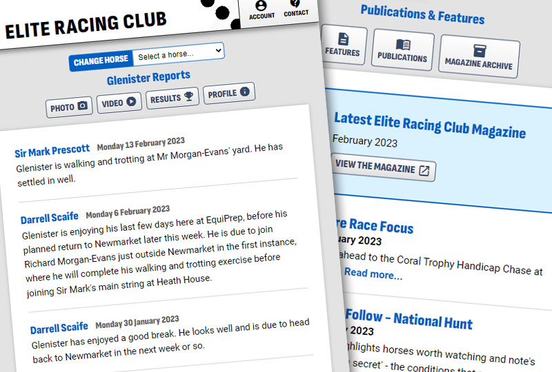 The Elite Racing Club website.