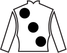 Elite Racing Club silks - white with three black spots and a black hat.